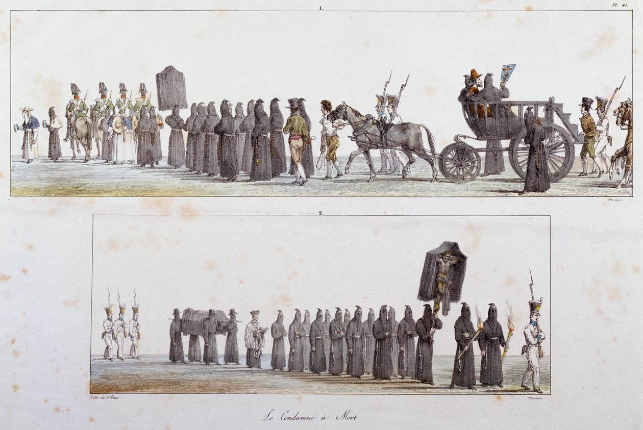 Antoine Jean-Baptiste Thomas (1791-1834) tuomittu kuolemaan, akvarelli tekijältä Antoine Jean Baptiste Thomas