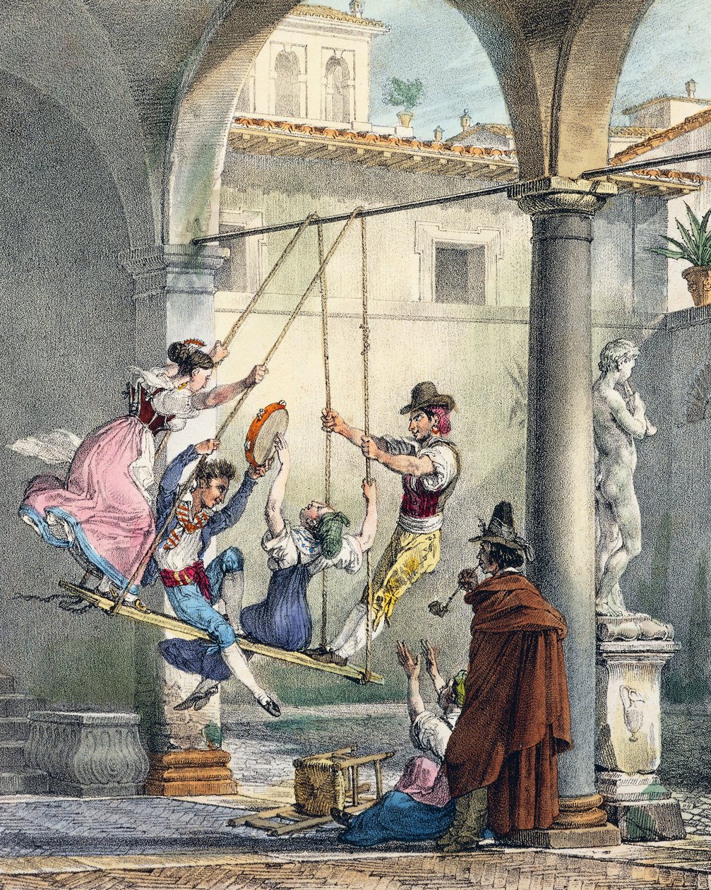 Swing, kaiverrus Antoine Jean-Baptiste Thomas (1791-1834) Un an a Rome et dans ses environs (Yksi vuosi Roomassa ja sen ympäristössä), Ranska tekijältä Antoine Jean Baptiste Thomas