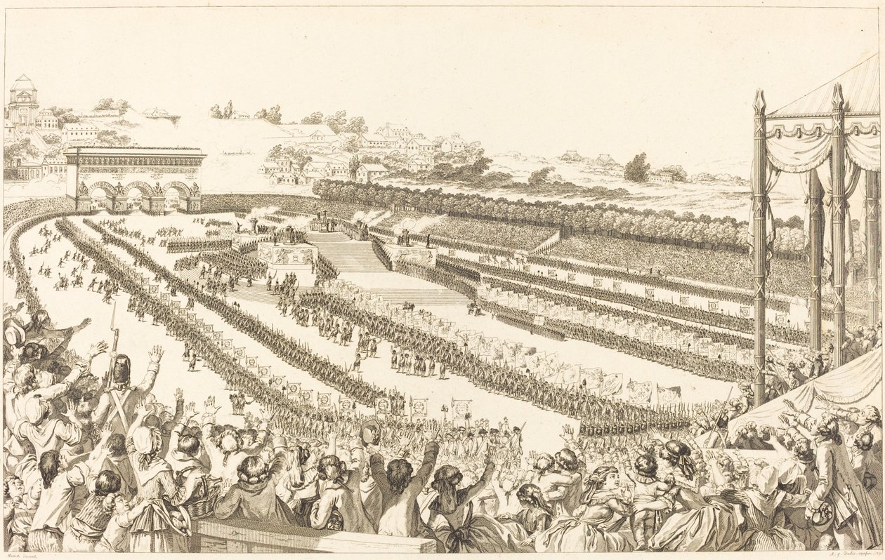 Federation Generale de Francais Champ de Marsissa 14. heinäkuuta 1790 tekijältä Antoine Jean Duclos after Charles Monnet