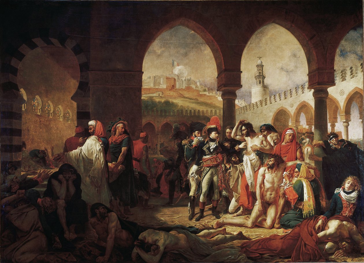 Bonaparte vierailee Jaffan ruton uhrien luona (öljy kankaalle tekijältä Antoine Jean Gros