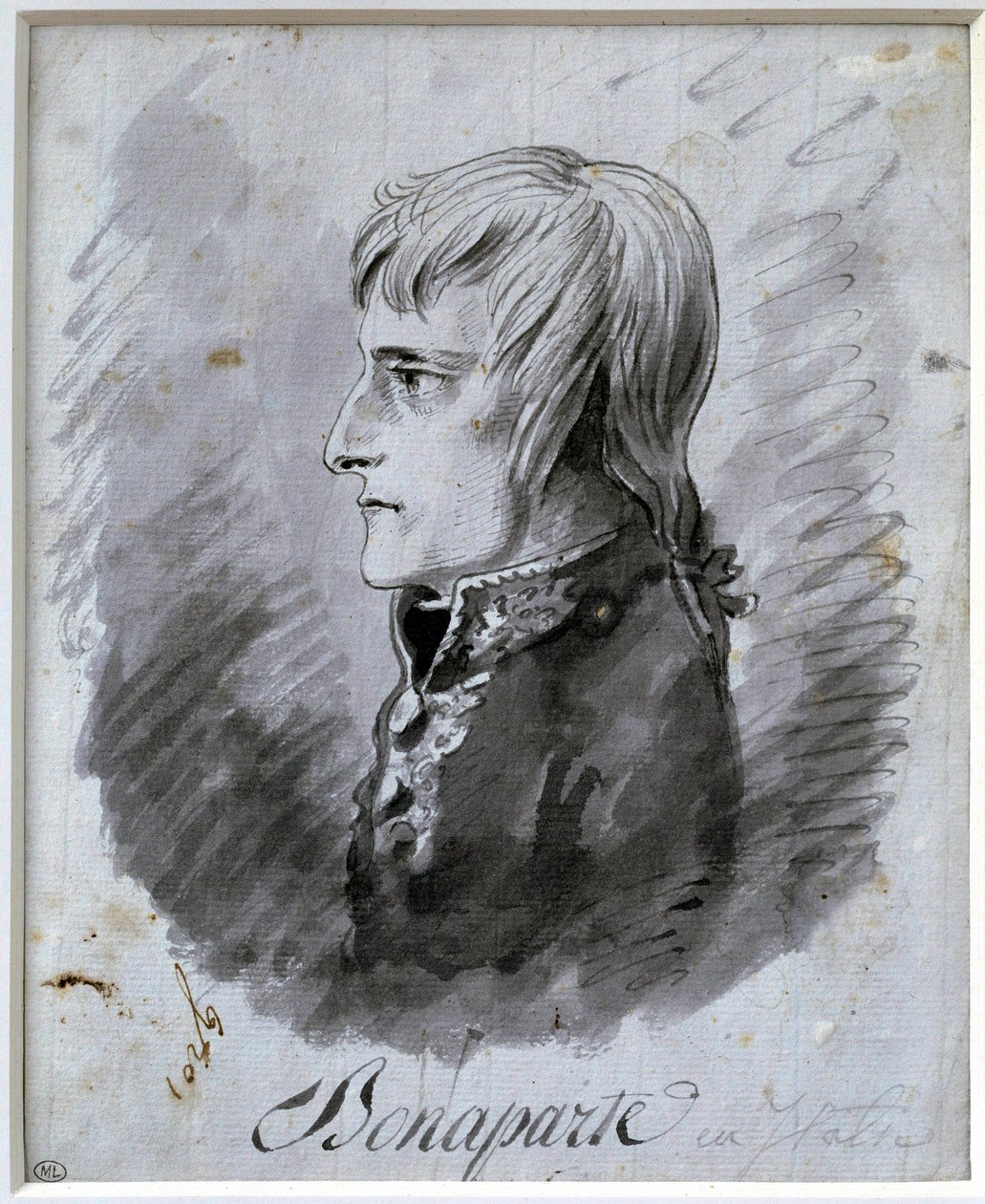 Muotokuva Napoleon Bonapartesta (1769-1821), Italian armeijan päällikkökenraalista Antoine-Jean Grosin (1771-1835) 1800-luvun piirustus kynällä ja musteella. Aurinko 0,21 x 0,16 m Pariisi, musee du Louvre tekijältä Antoine Jean Gros