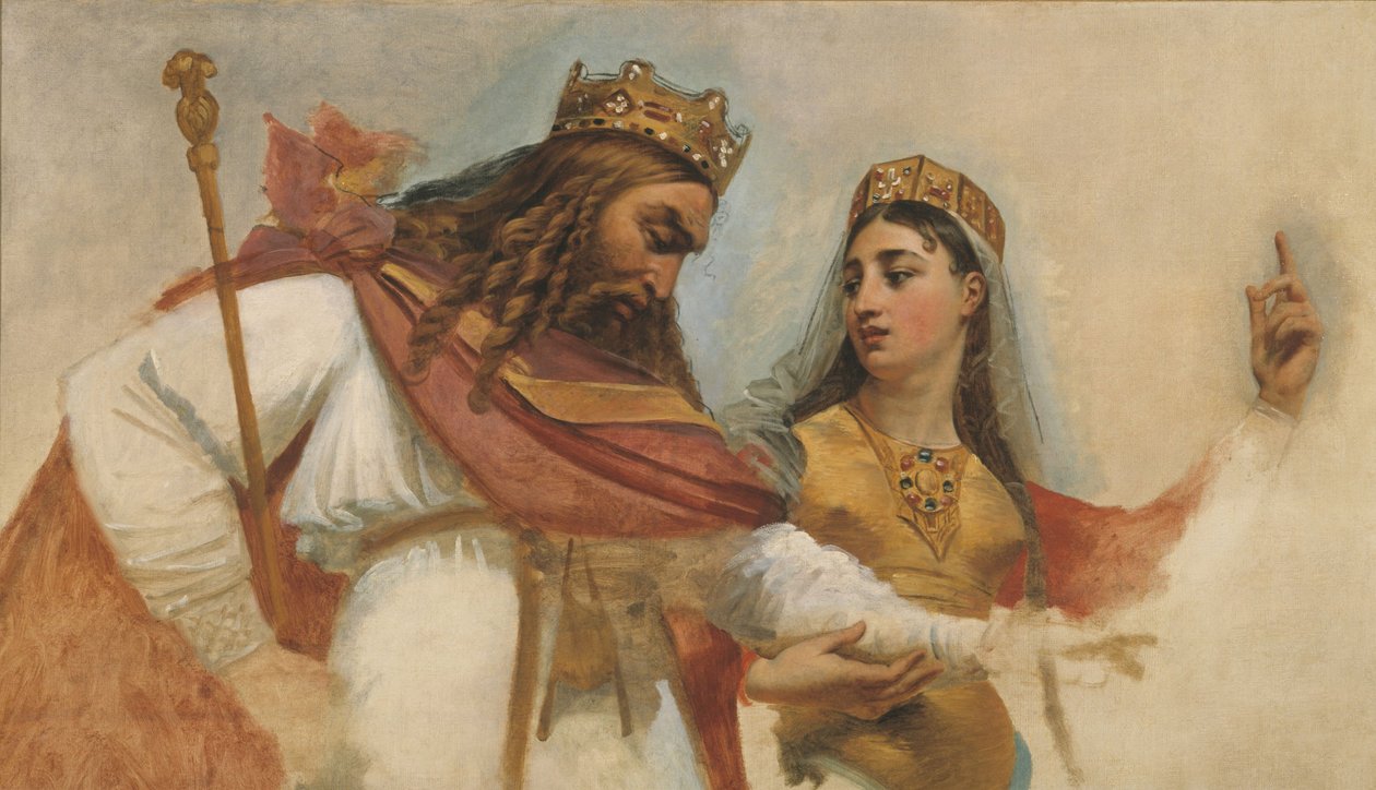 Pantheonin (Sainte-Geneviève-kirkko) kupolin luonnos: Clovis ja Clotilde, noin 1811 (öljy). tekijältä Antoine Jean Gros