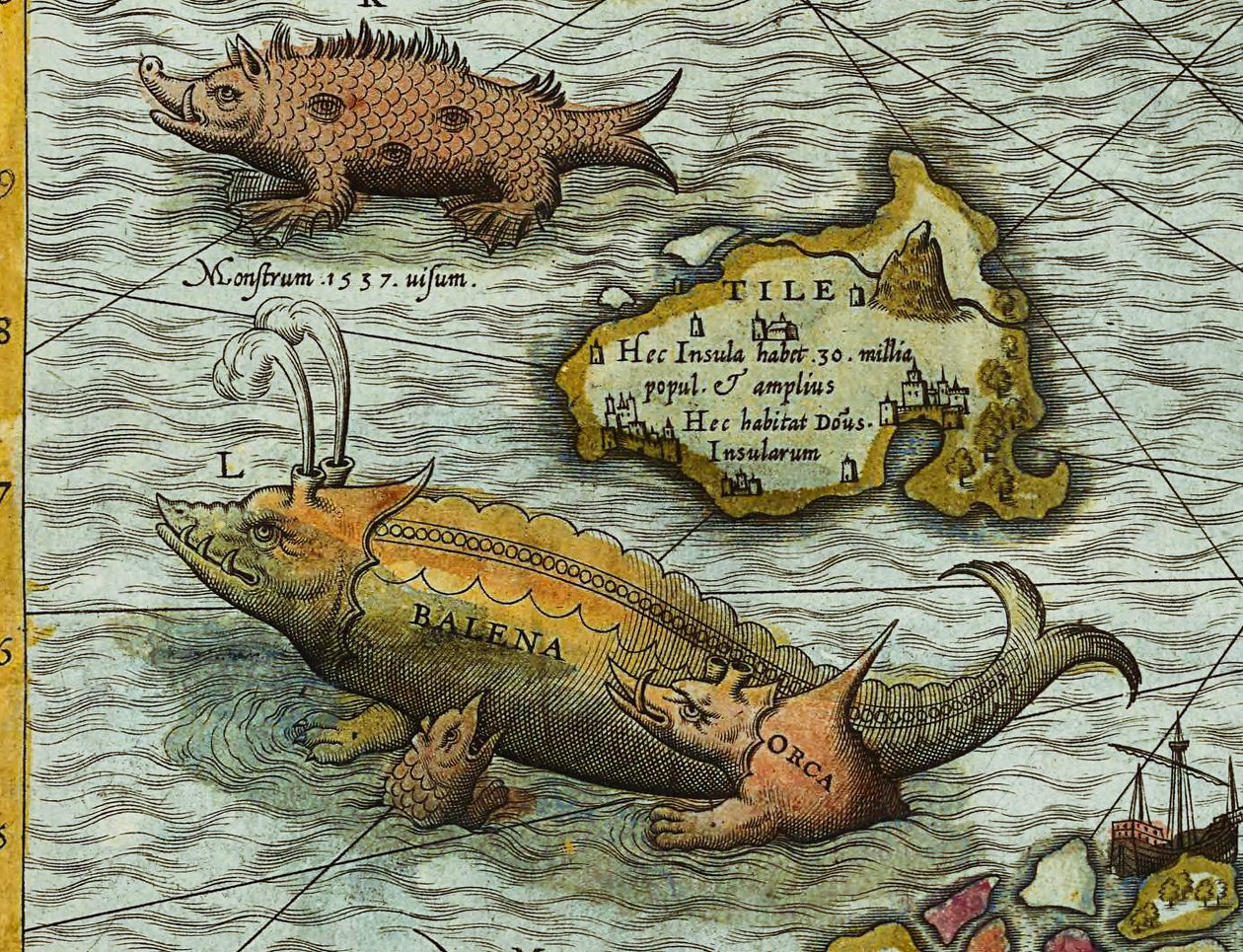 Yksityiskohta Olaus Magnuksen (1490-1557) merikartalta (Carta marina) tekijältä Antoine Lafrery