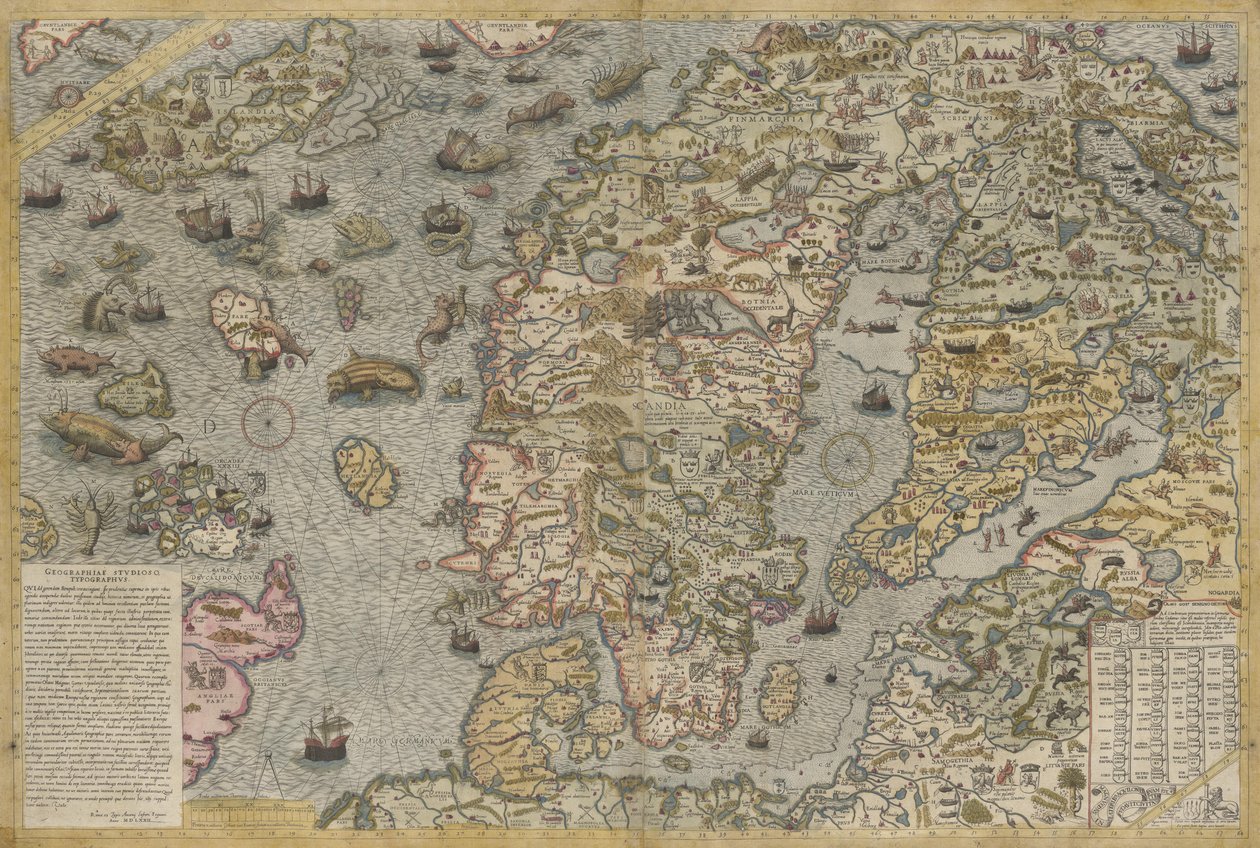 Olaus Magnuksen (1490-1557) merikartta (Carta marina) tekijältä Antoine Lafrery
