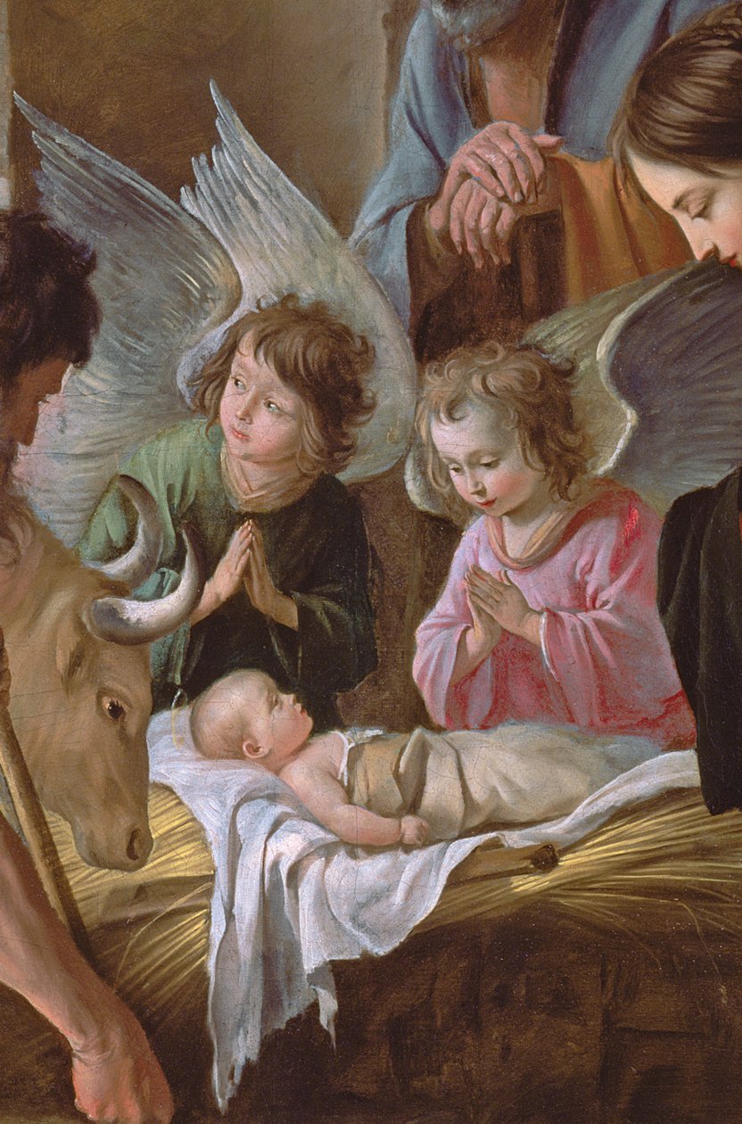 Paimenten palvonta, noin 1638 (yksityiskohta kuvasta 99414). tekijältä Antoine Le Nain