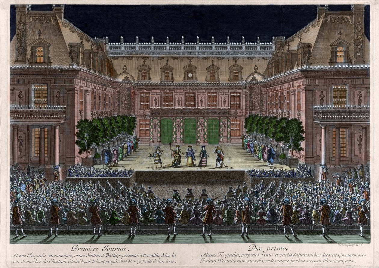 Edustus Versaillesin linnan marmoripihalla, Jean Baptiste Lullyn (Giovanni Battista Lulli) (1632-1687) d