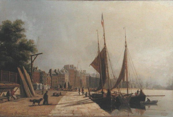 Early Morning Quayside, Le Havre, n. 1853 (öljy kankaalle) tekijältä Antoine Leon Morel Fatio