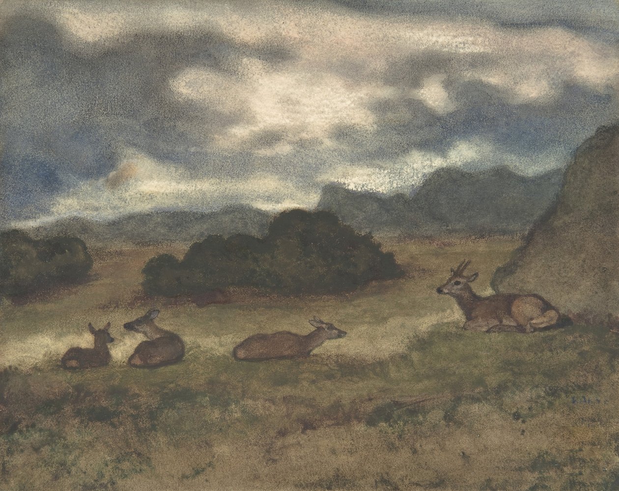 Hirvi maisemassa, 1810-75. tekijältä Antoine Louis Barye