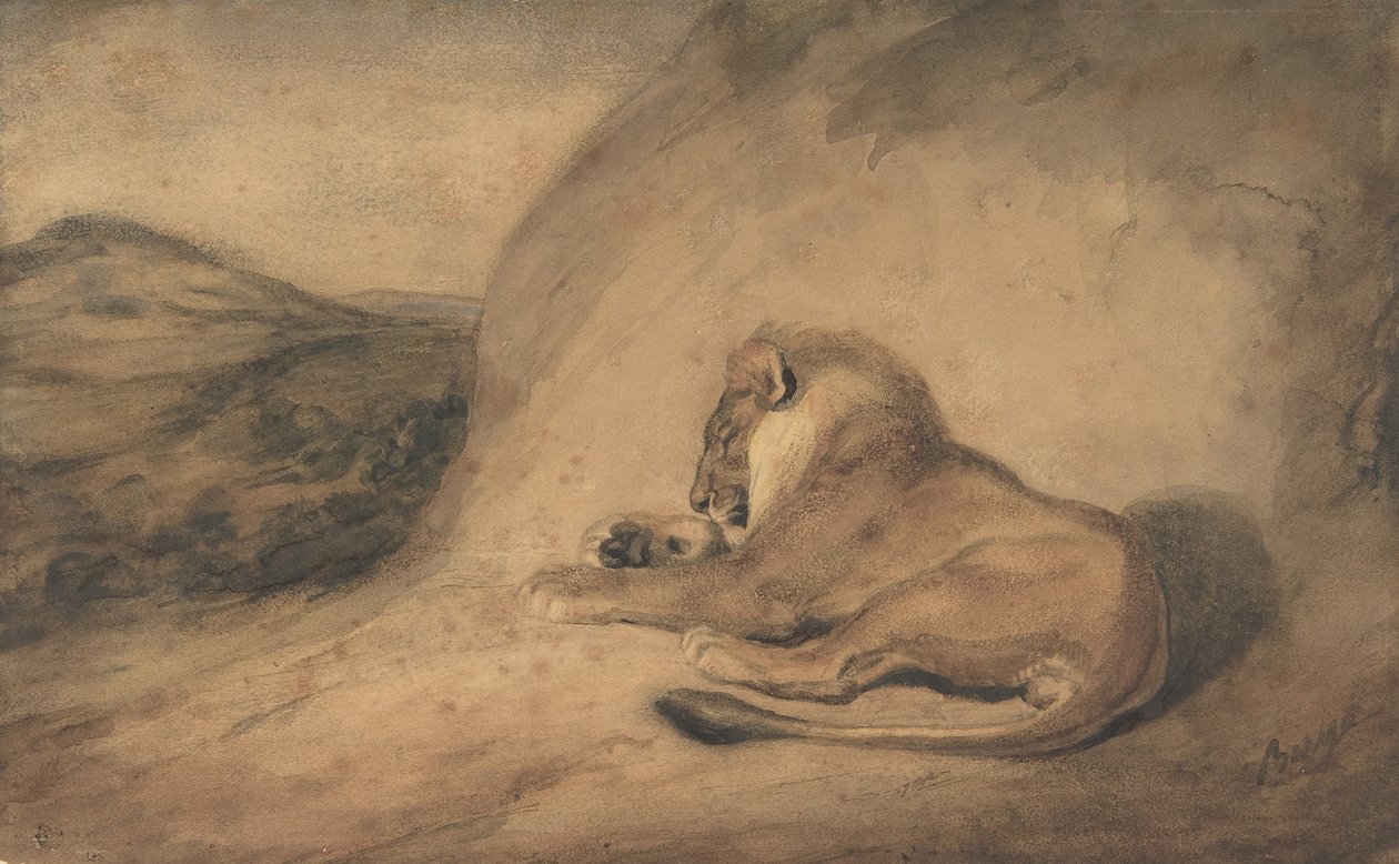 Leijona lepää, 1810-75. tekijältä Antoine Louis Barye