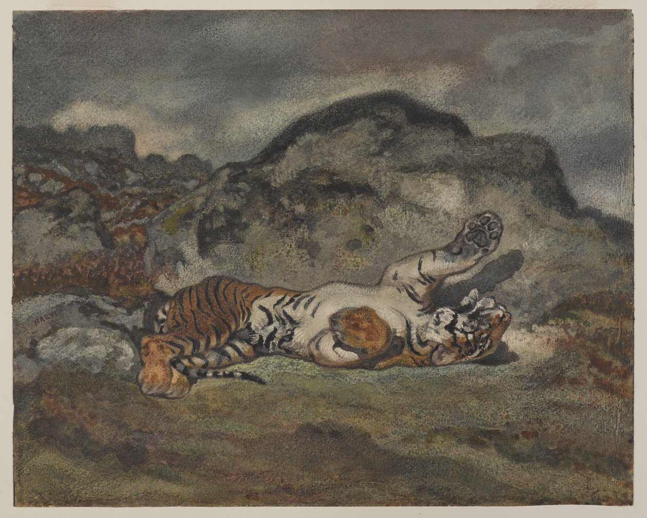 Rolling Tiger, n.1840 (wc paperilla) tekijältä Antoine Louis Barye