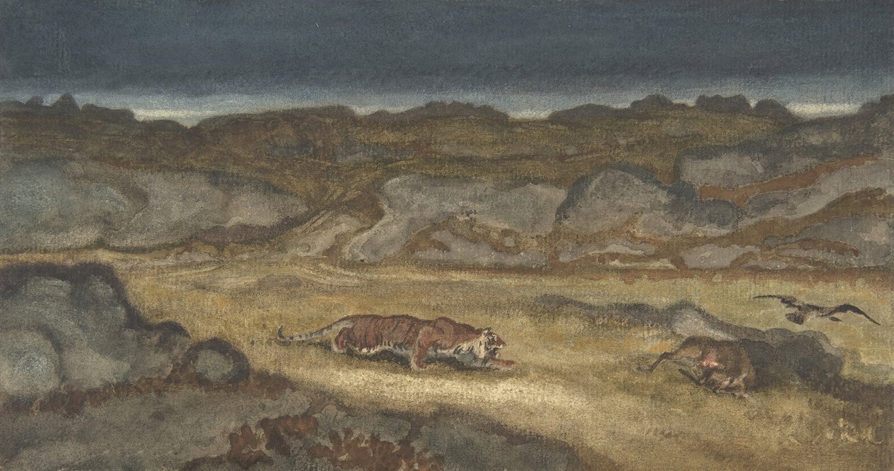 Tiger Stalking Prey, . tekijältä Antoine Louis Barye