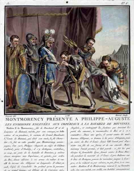 Filipp Augustukselle (1165-1223) lahjoitettu Montmorency Bouvinesin taistelun jälkeen, kaivertaja Jean Baptiste Morret (1790-1820). tekijältä Antoine Louis Francois (after) Sergent Marceau