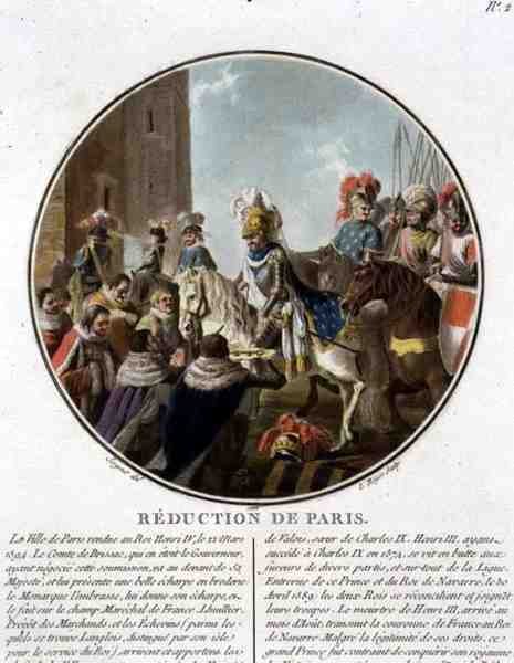 Pariisin vangitseminen vuonna 1594, kaiverrus Louis Roger tekijältä Antoine Louis Francois (after) Sergent Marceau