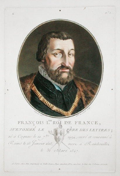 Francois I (1494-1547) Ranskan kuningas tekijältä Antoine Louis Francois Sergent Marceau