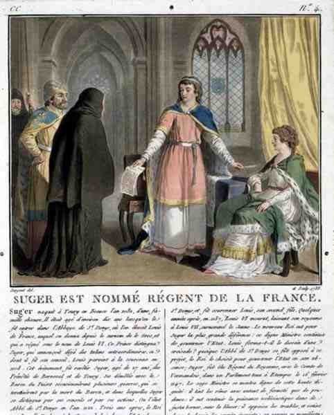 Abbot Suger (1082-1152) on nimetty Ranskan valtionhoitajaksi, 1788 tekijältä Antoine Louis Francois Sergent Marceau