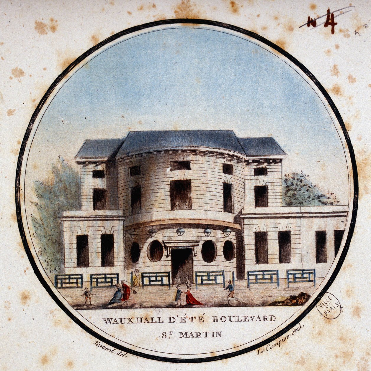 Halle aux vasikat, Boulevard Saint Martin. Kersantin prittoreskissa näkymässä Pariisin päärakennuksiin tekijältä Antoine Louis Francois Sergent Marceau