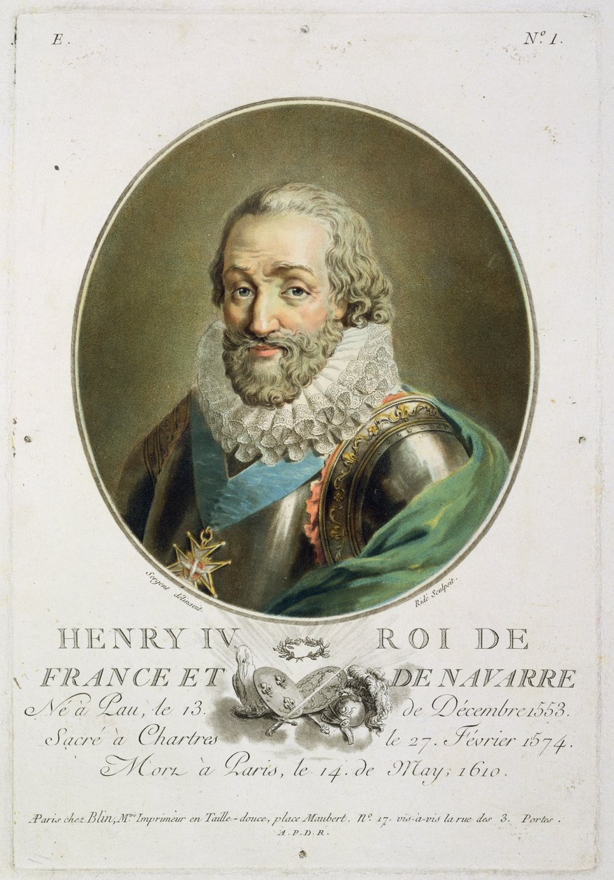 Henri IV:n, Ranskan ja Navarran kuninkaan (1553-1610) muotokuva Riden kaivertamana tekijältä Antoine Louis Francois Sergent Marceau