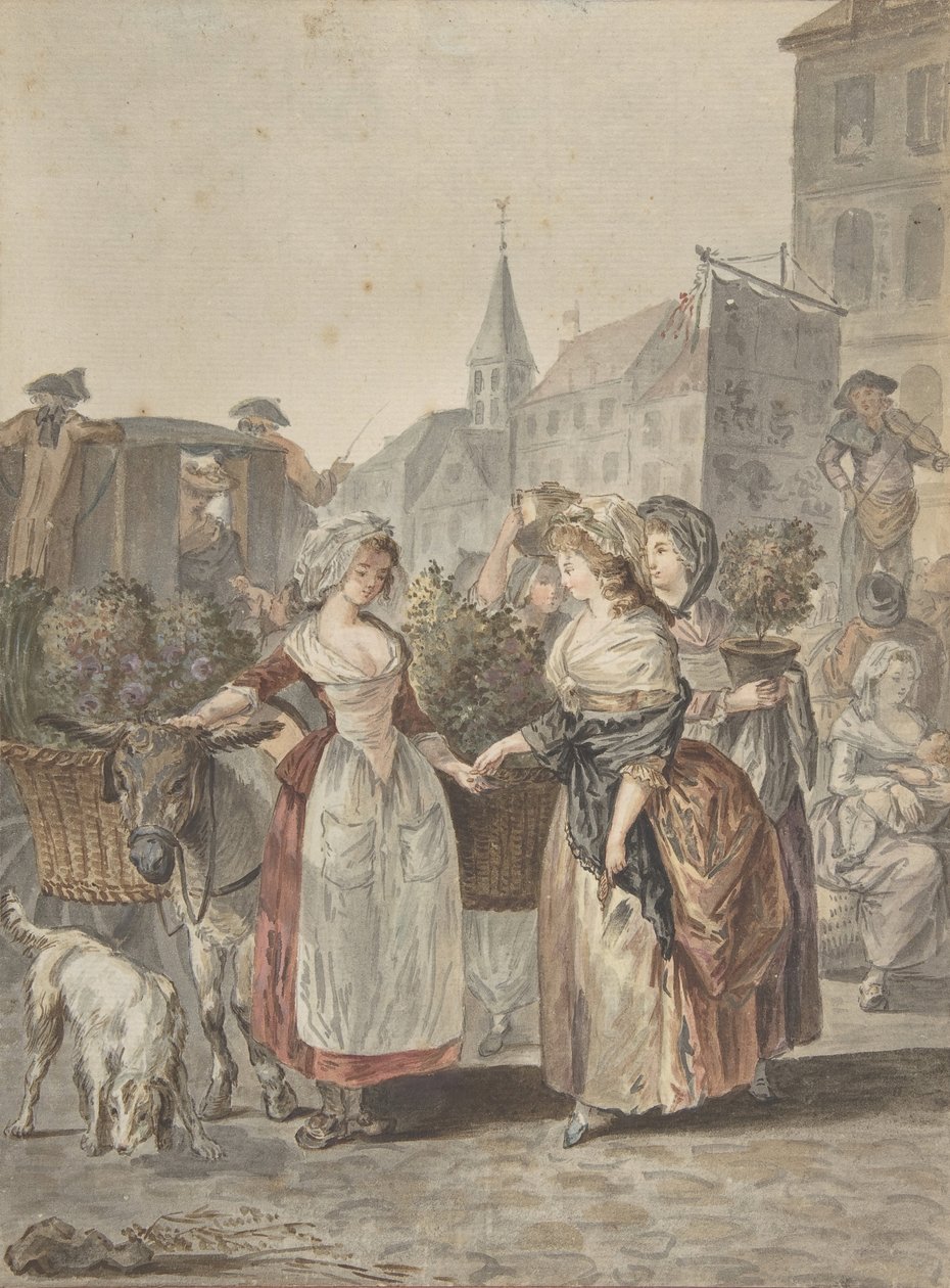 Kukkatyttö Pieni kukkamyyjä, n.d.. tekijältä Antoine Louis Francois Sergent Marceau