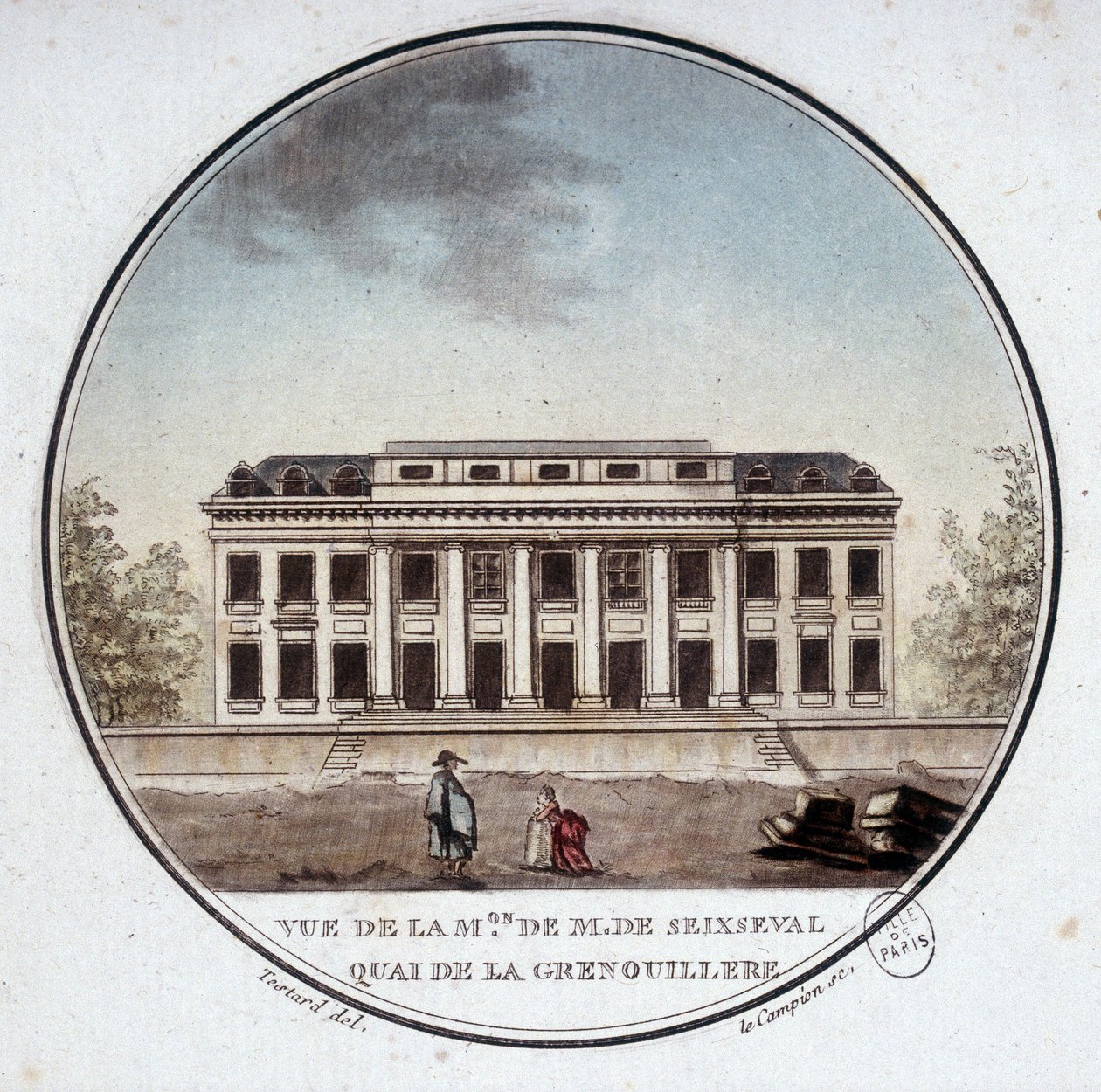 Näkymä Monsieur de Seixsevalin talolle, quai de la grenouillère Pariisissa (nykyisin quai d