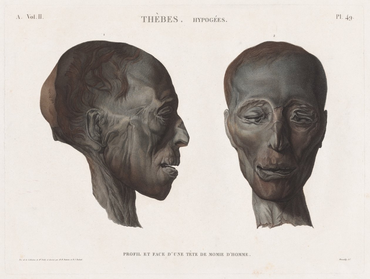 Egyptin kuvaus: Thebes. Hypogees Vol. II, Pl. 49 tekijältä Antoine Maxime Monsaldy