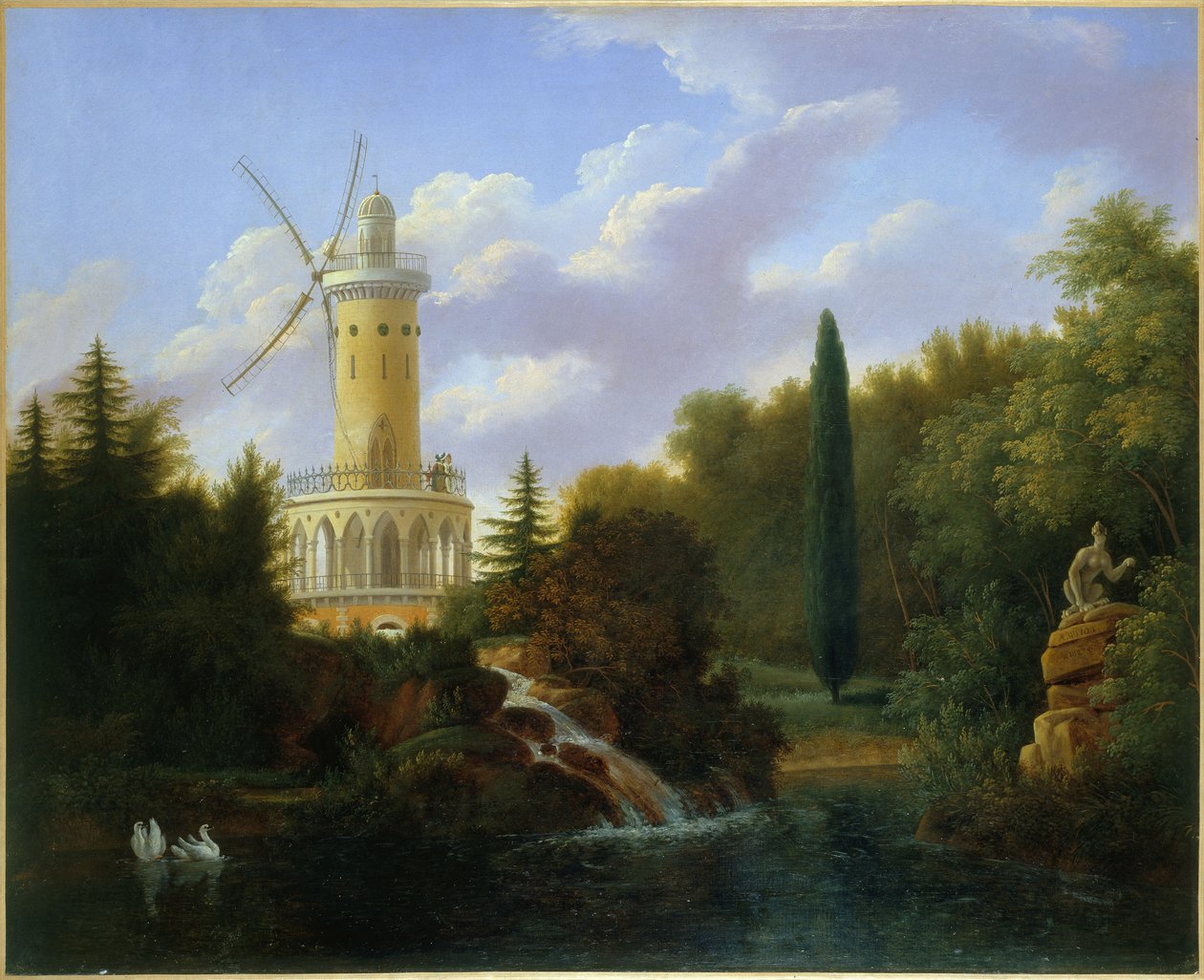Tuulimylly Folie-Beaujonissa Pariisissa, 1827 tekijältä Antoine Patrice Guyot