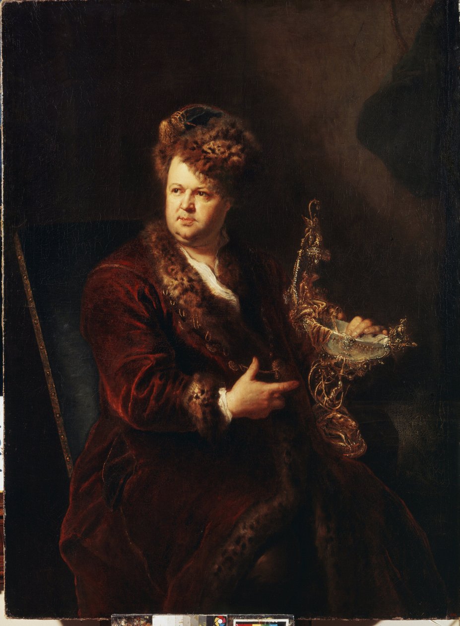 Muotokuva kultaseppä Johann Melchior Dinglingeristä (1664-1731). Antoine Pesnen (1683-1757) maalaus, noin 1721. Saksalaista taidetta, barokkityyliä. Pietarin Eremitaaši. tekijältä Antoine Pesne