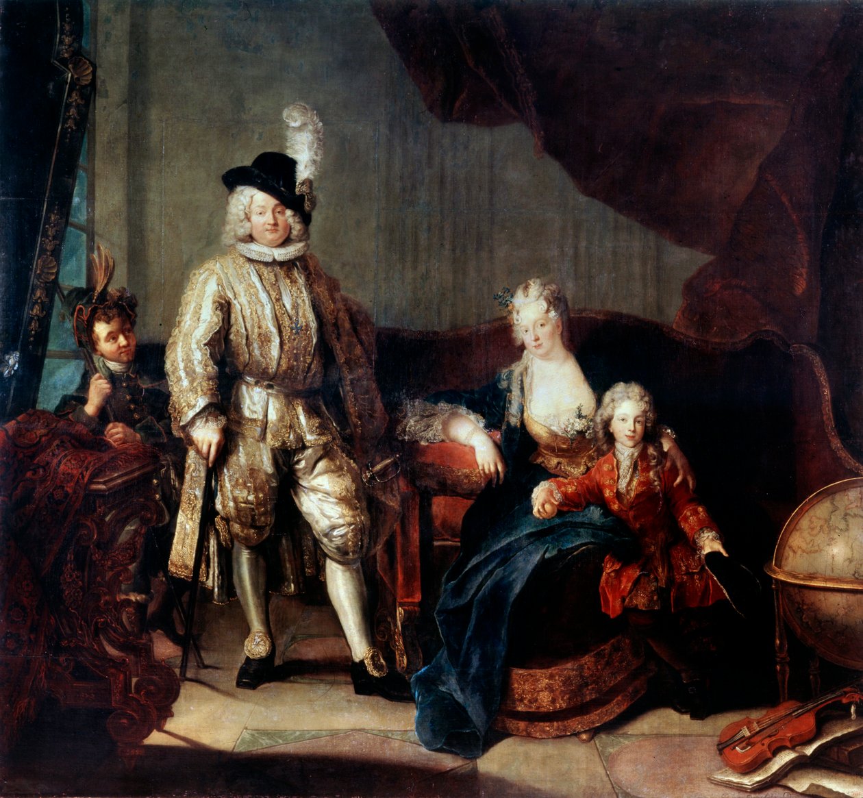 Paroni von Erlachin muotokuva perheineen, n. 1710 tekijältä Antoine Pesne