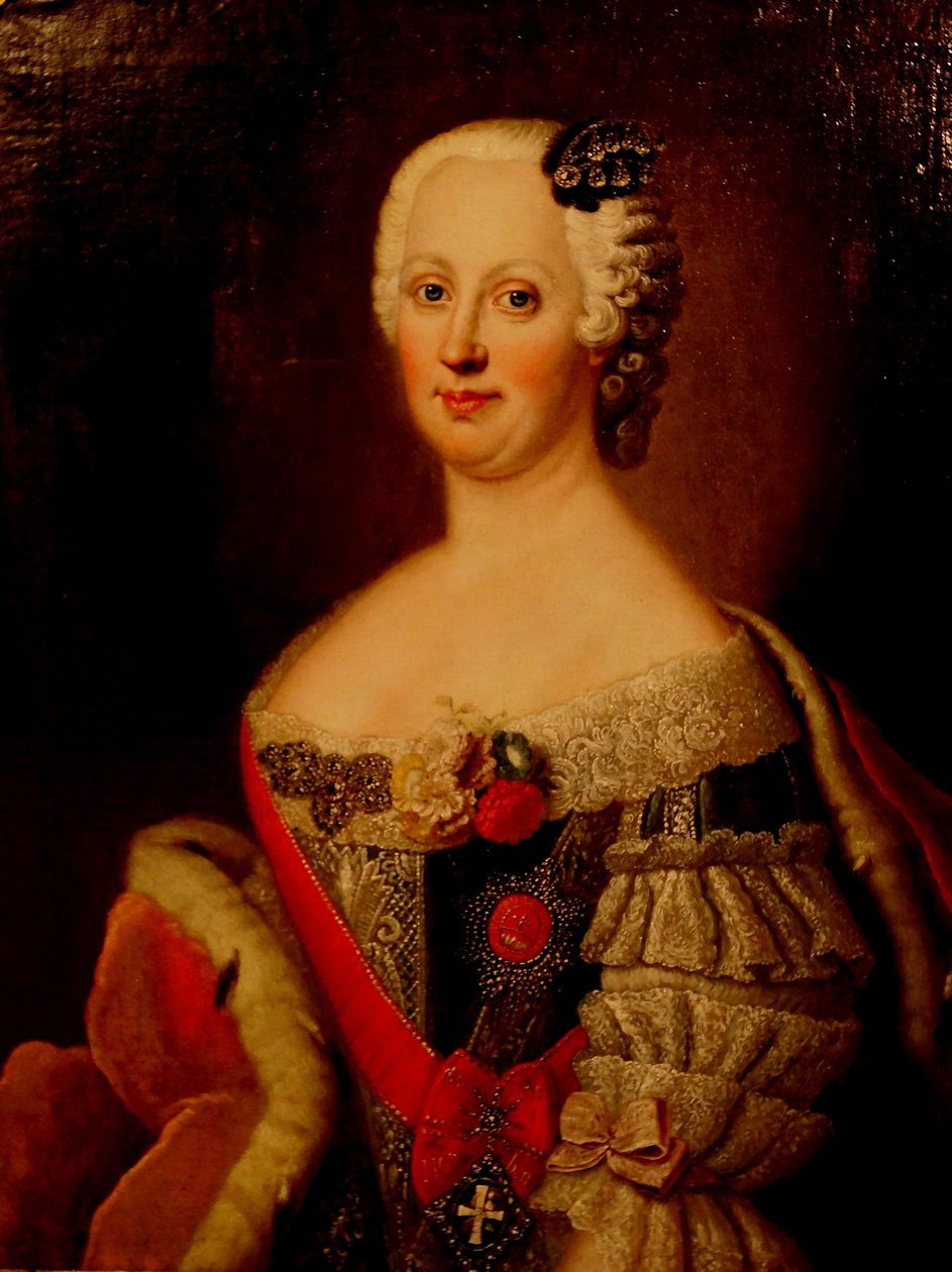 Muotokuva Johanna-Elizabethista, Anhalt-Zerbstin ruotsasta 1712-1760, Katariina II:n äidistä, 1740-luku tekijältä Antoine Pesne