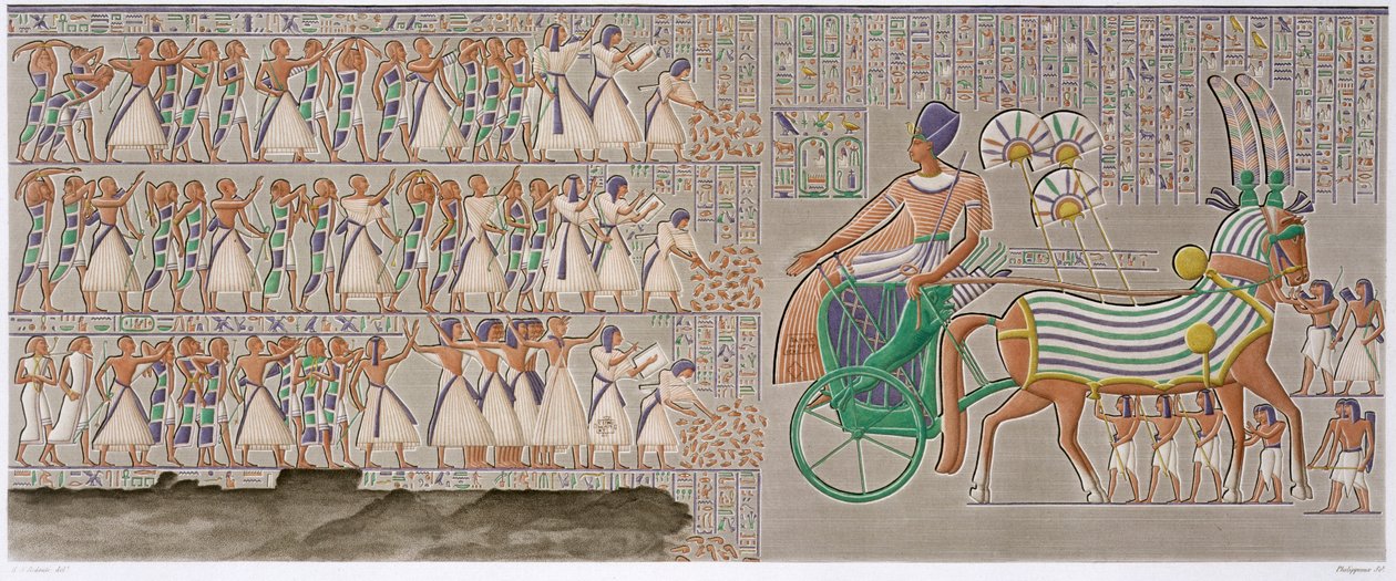 Muinaisen Egyptin värilliset basreliefit, 1822 tekijältä Antoine Phelippeaux