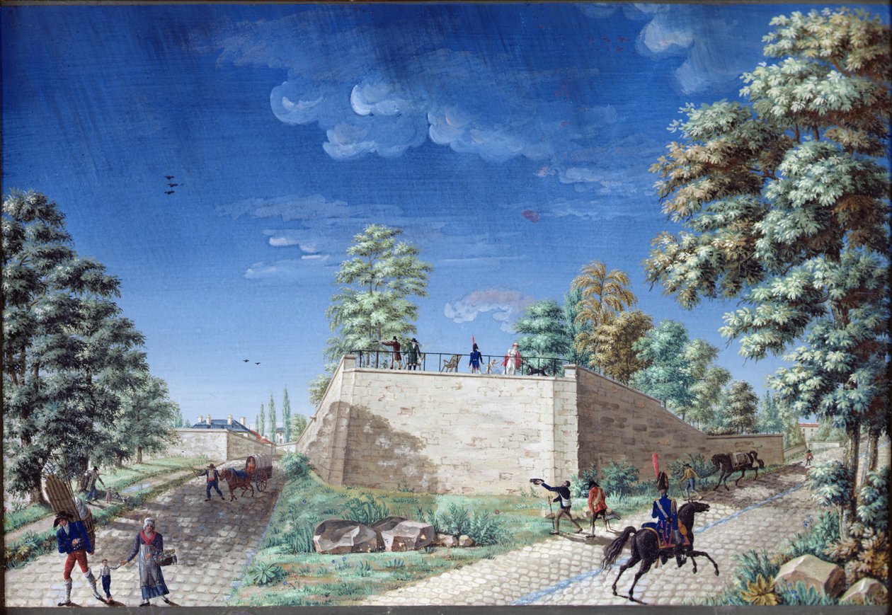 Näkymä terassille Pariisin laitamilla, n. 1810 tekijältä Antoine Pierre Mongin