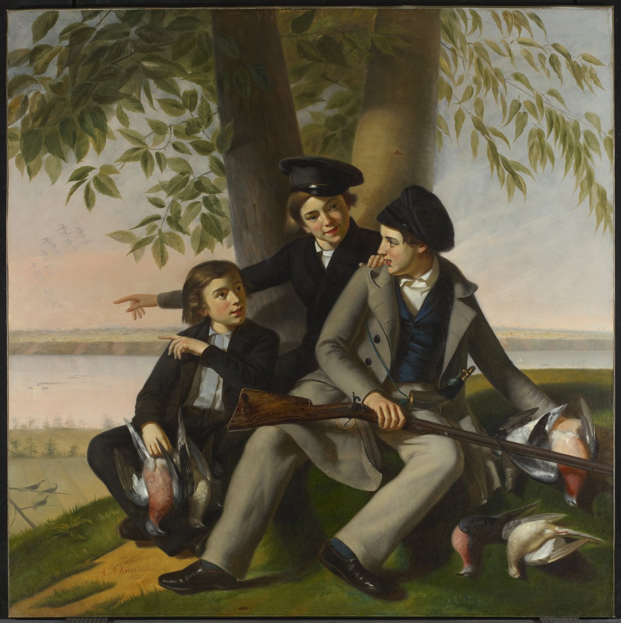 Matkustajakyyhkysten metsästys, 1853 tekijältä Antoine Sebastien Plamondon
