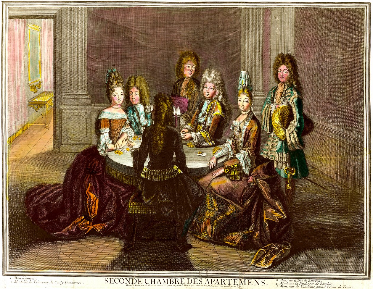 Ludvig XIV:n asuntojen toisen makuuhuoneen pihapeli. kaiverrus Antoine Trouvain (1656-1708) tekijältä Antoine Trouvain