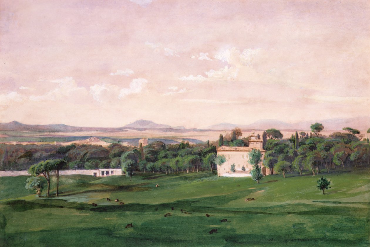 Villa Medici, Rooma (akvarelli) tekijältä Antoine Victor Joinville