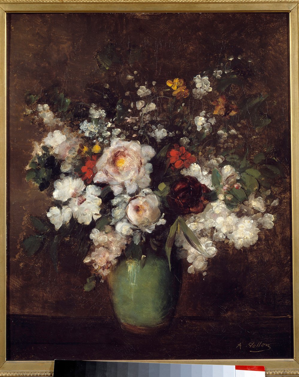 Maljakko kukkia Antoine Vollonin (1833-1900) maalaus 1800-luvun Lillen taidemuseo tekijältä Antoine Vollon