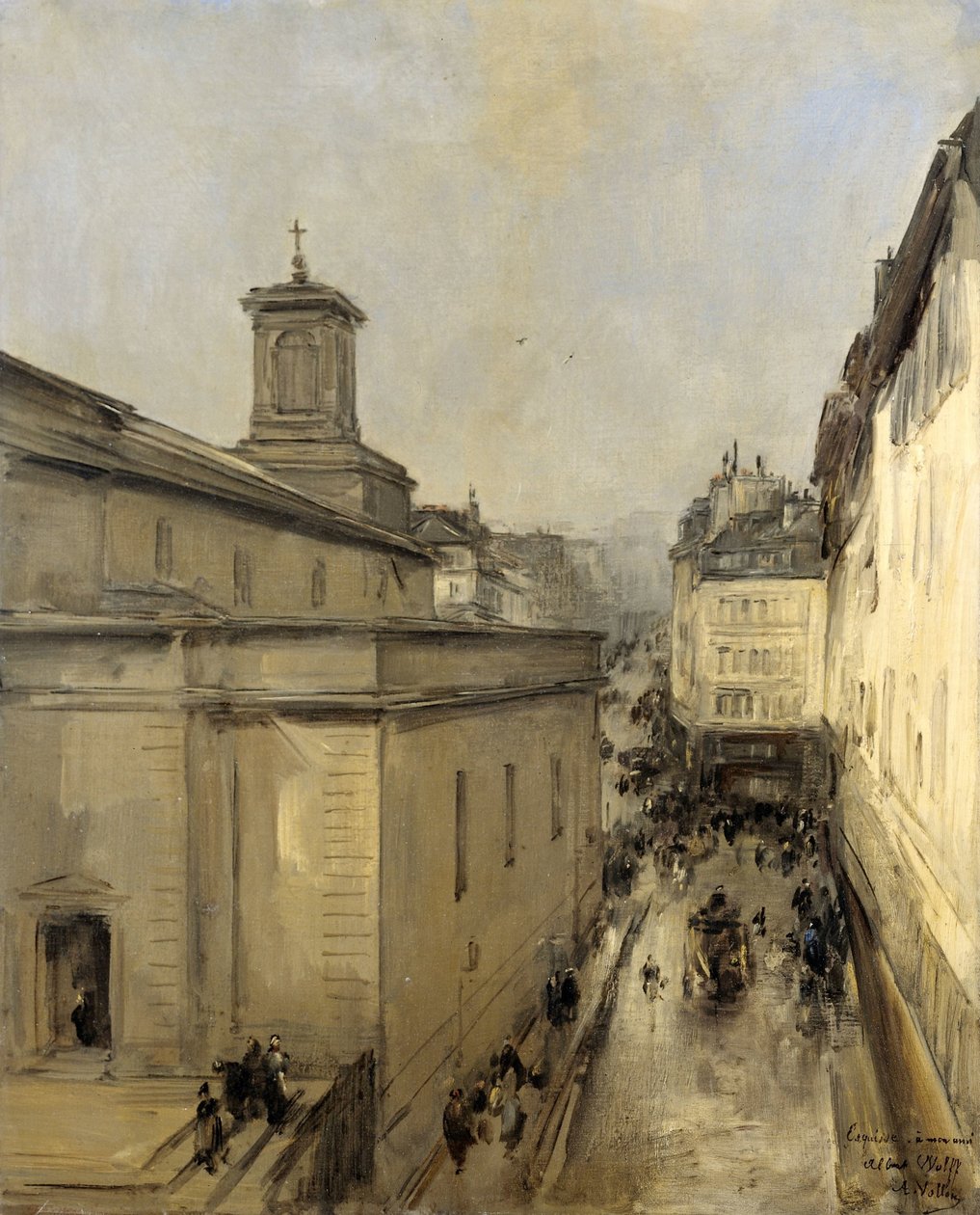Näkymä Notre Dame de Lorette -kirkolle ja Rue Fléchierille, Pariisissa tekijältä Antoine Vollon