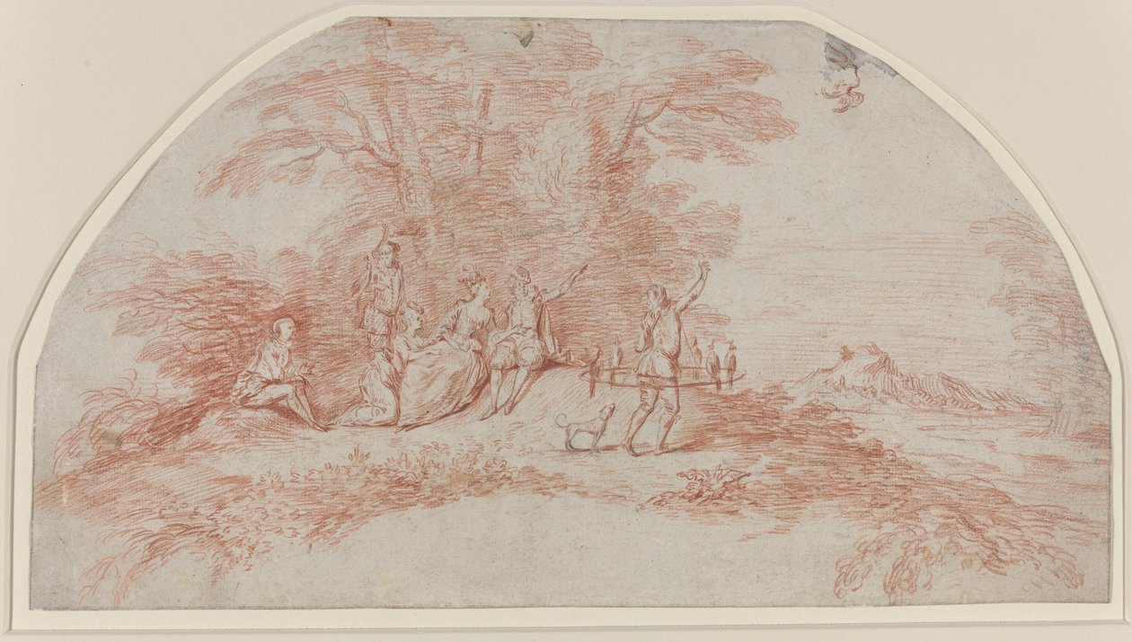 Fête Galante haukkamiesten kanssa tekijältä Antoine Watteau