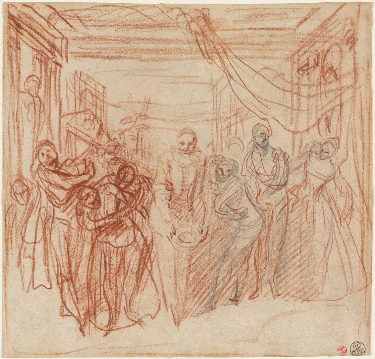 Italialaiset koomikot ottavat jousensa tekijältä Antoine Watteau