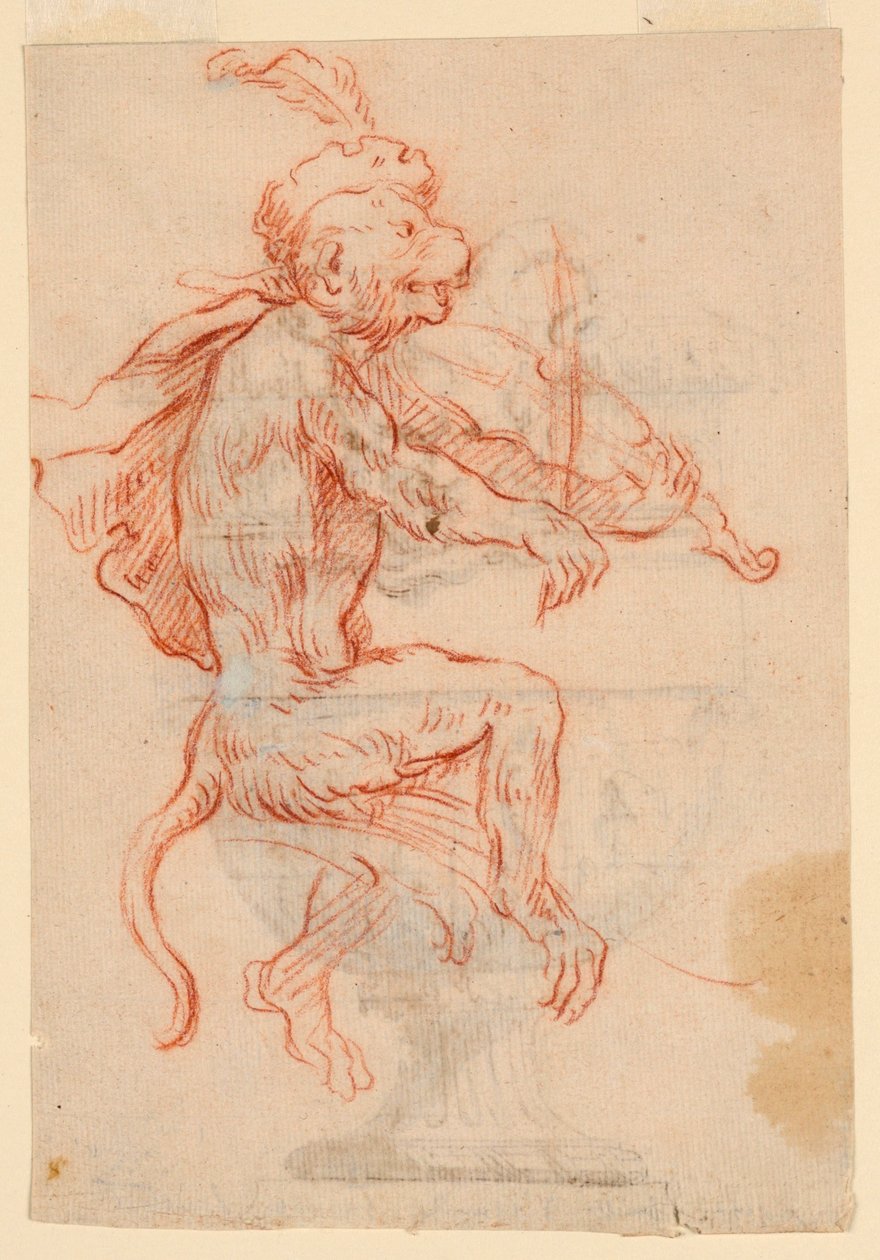 Apina soittaa viulua tekijältä Antoine Watteau
