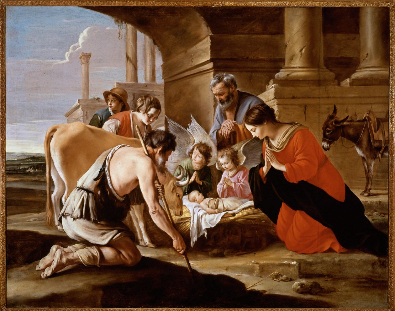 Paimenten palvonta (maalaus kankaalle) tekijältä Antoine and Louis & Mathieu (1607-77) Le Nain