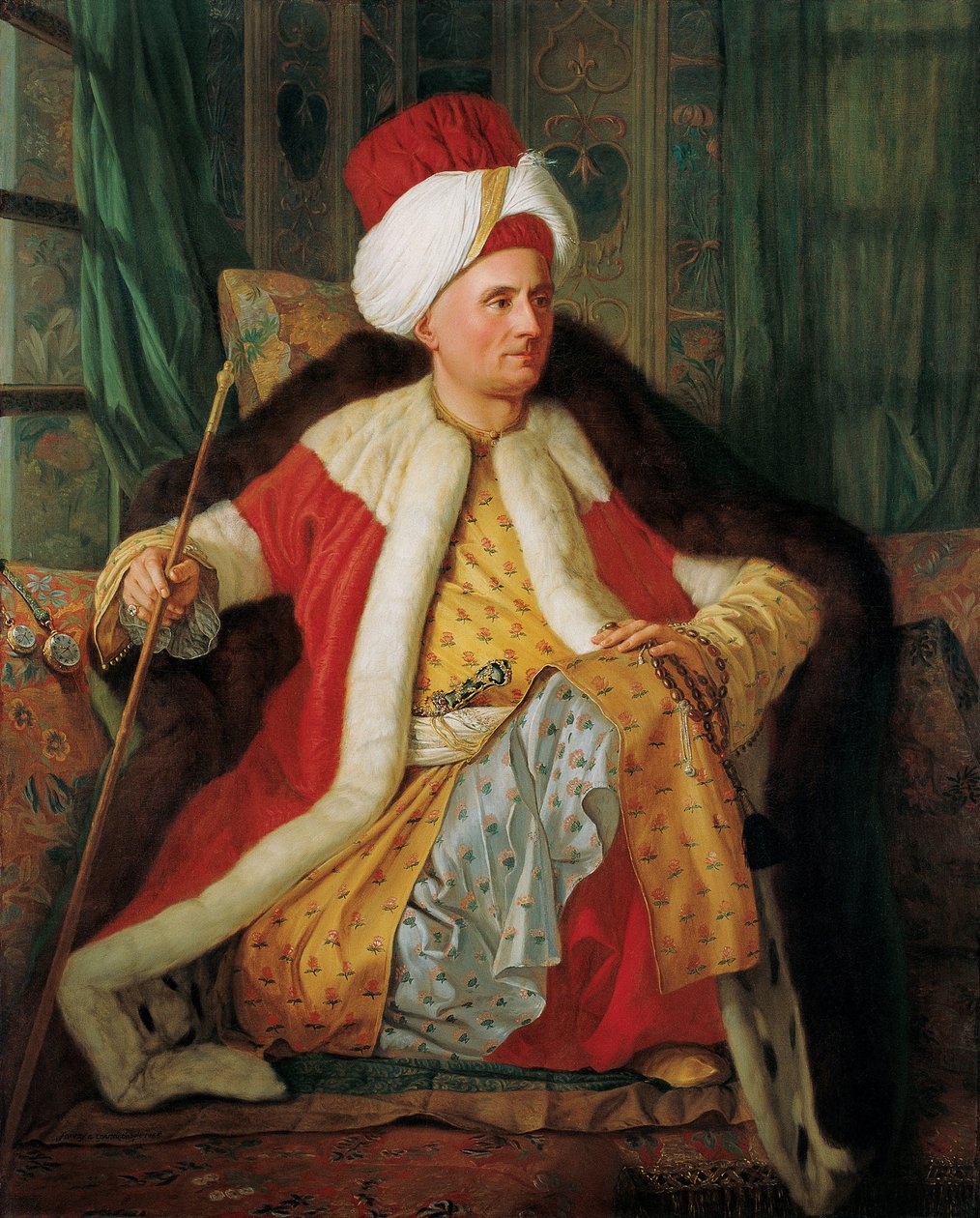 Charles Gravier Vergennesin kreivi ja Ranskan suurlähettilään muotokuva turkkilaisissa pukeissa, 1700-luvun toinen puoli. tekijältä Antoine de Favray
