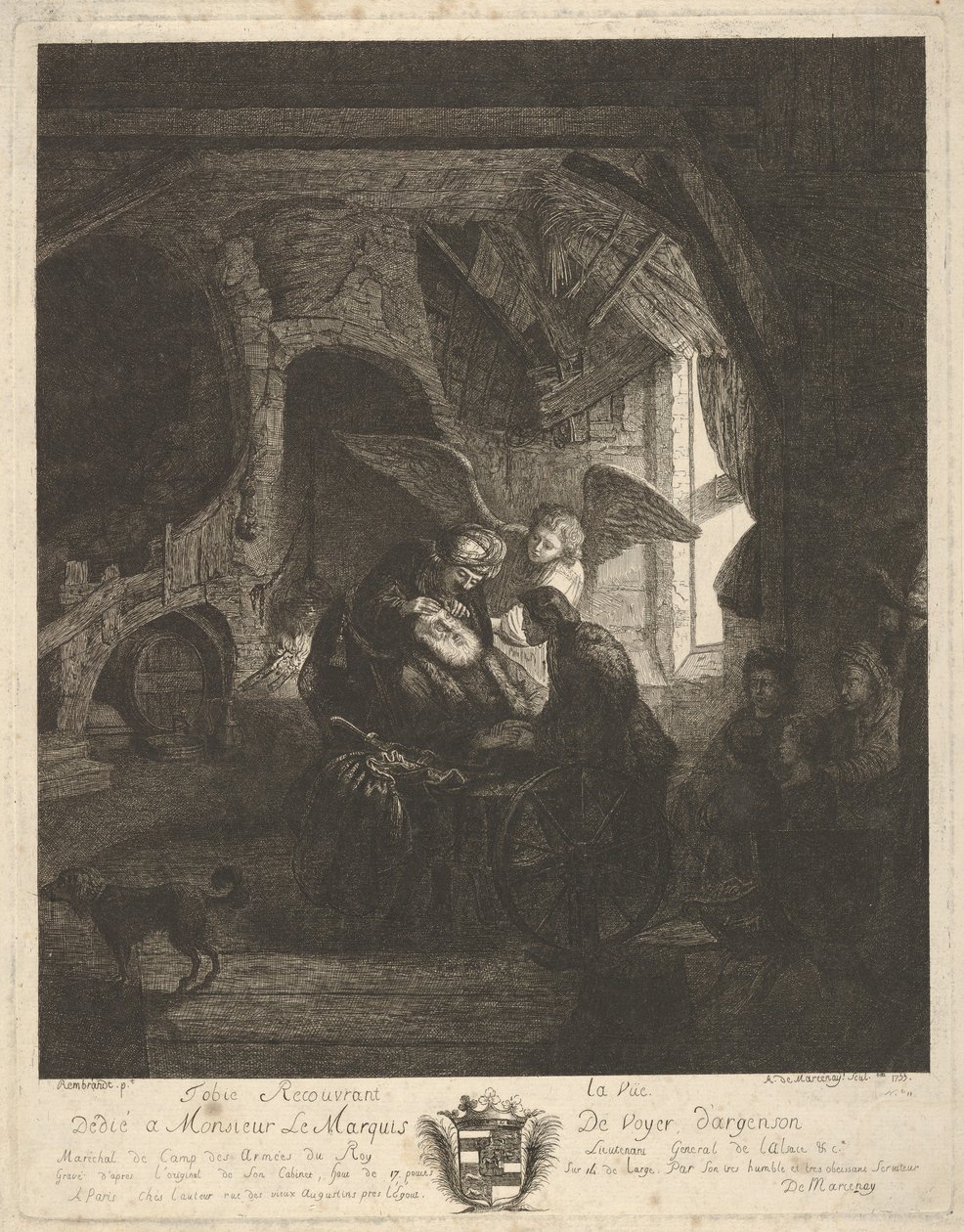 Tobias palauttaa näön isälleen, 1755. tekijältä Antoine de Marcenay Ghuy