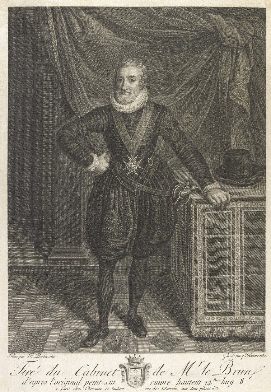 Henri IV:n puolipitkä muotokuva (grafiitti paperille) tekijältä Antoine de Marcenay de Ghuy
