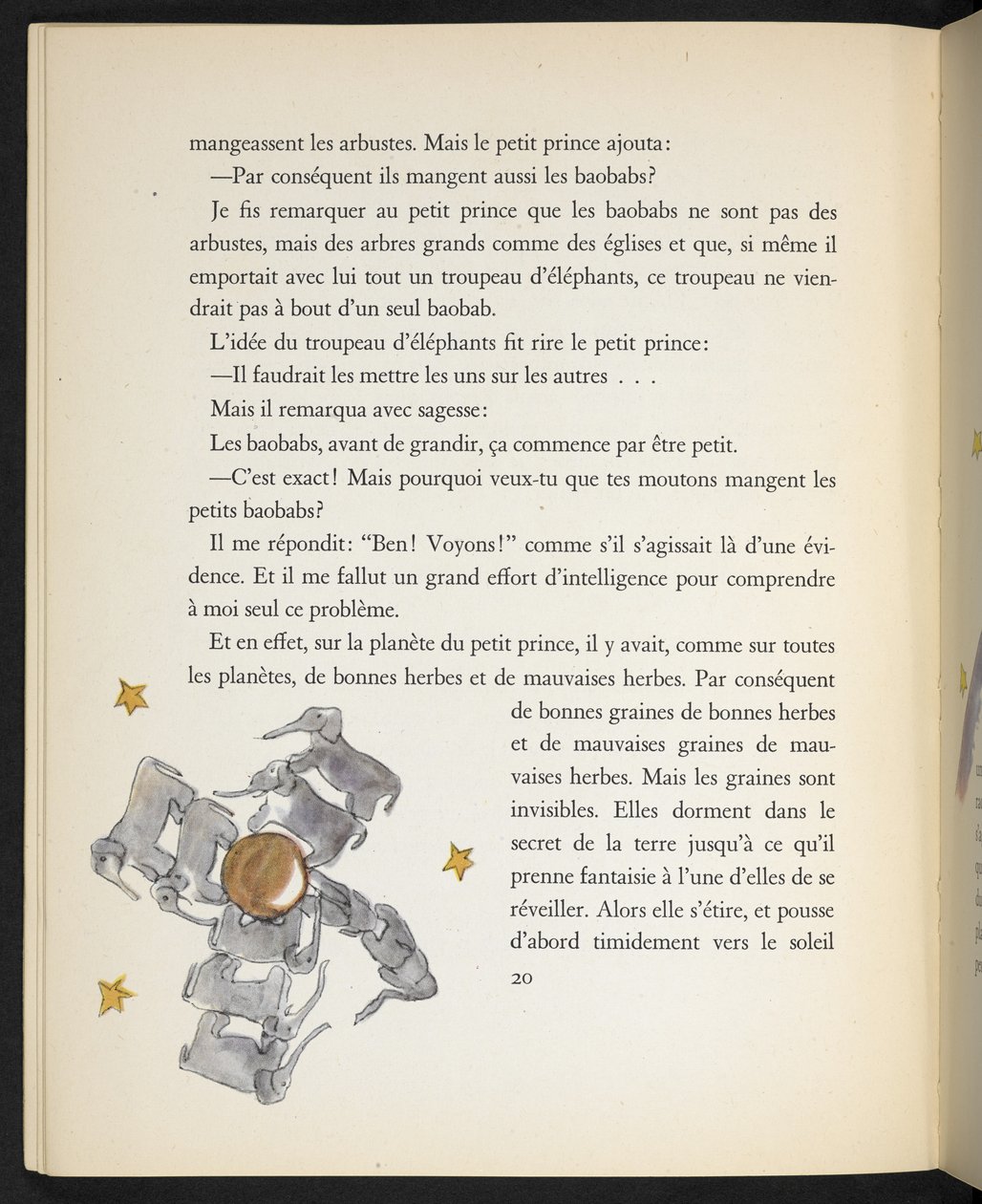 Norsut, kuvitus Antoine de Saint-Exupéryn kirjasta 