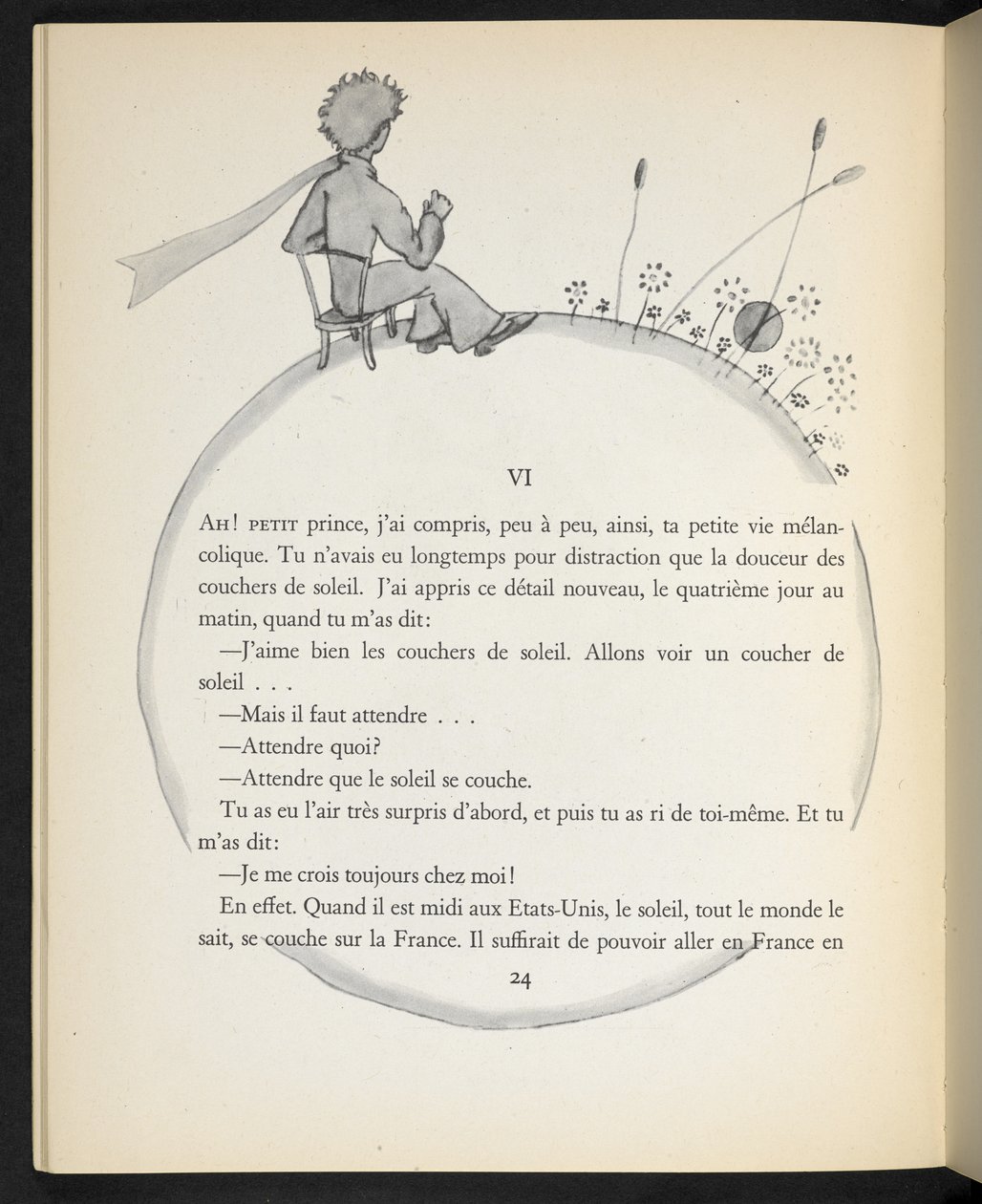 Kuvitus Antoine de Saint-Exupéryn kirjasta "Le Petit Prince". tekijältä Antoine de Saint Exupery