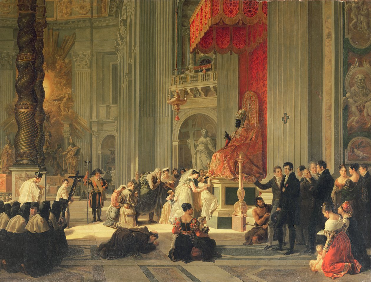 Pietarin patsaan jalkojen suuteleminen Pietarissa, Roomassa, 1812 tekijältä Antoinette Cecile Hortense Lescot Haudebourt