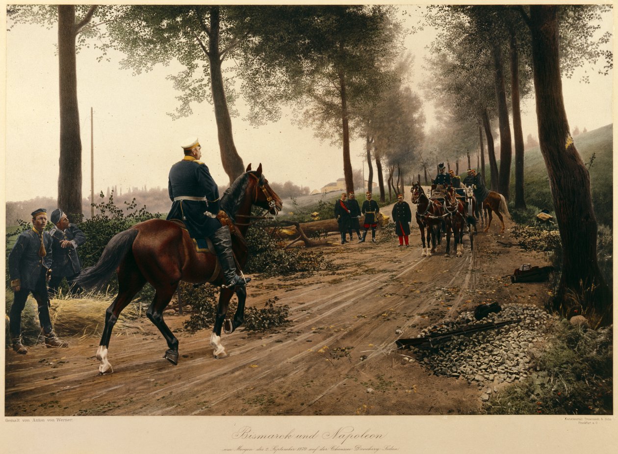 Bismarck ja Napoleon tapasivat Chaussee von Doncheryssa 2. syyskuuta 1870 tekijältä Anton Alexander von Werner