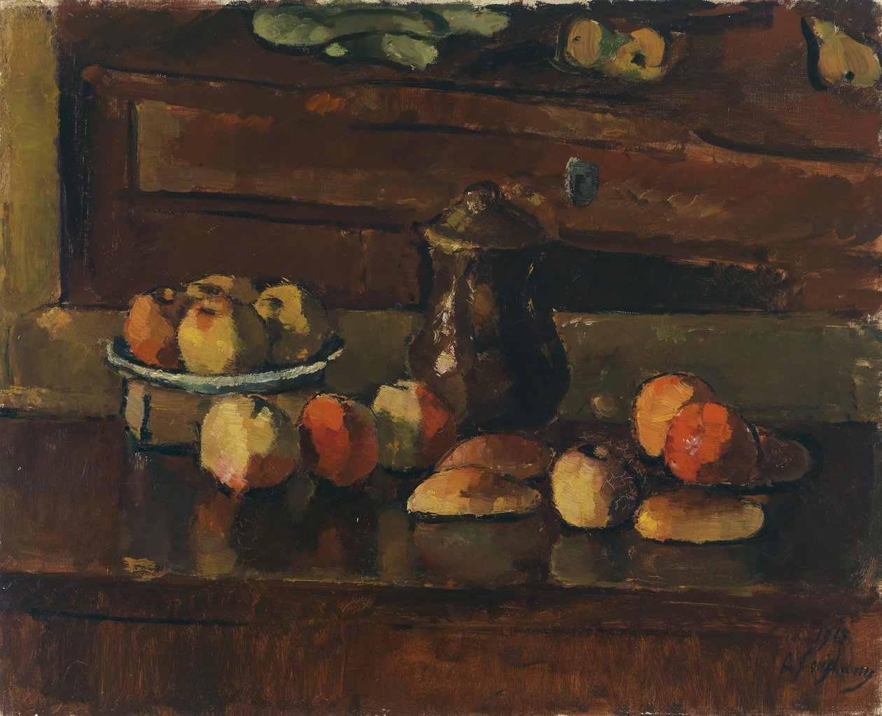 Obststilleben mit Kanne 1915 tekijältä Anton Faistauer
