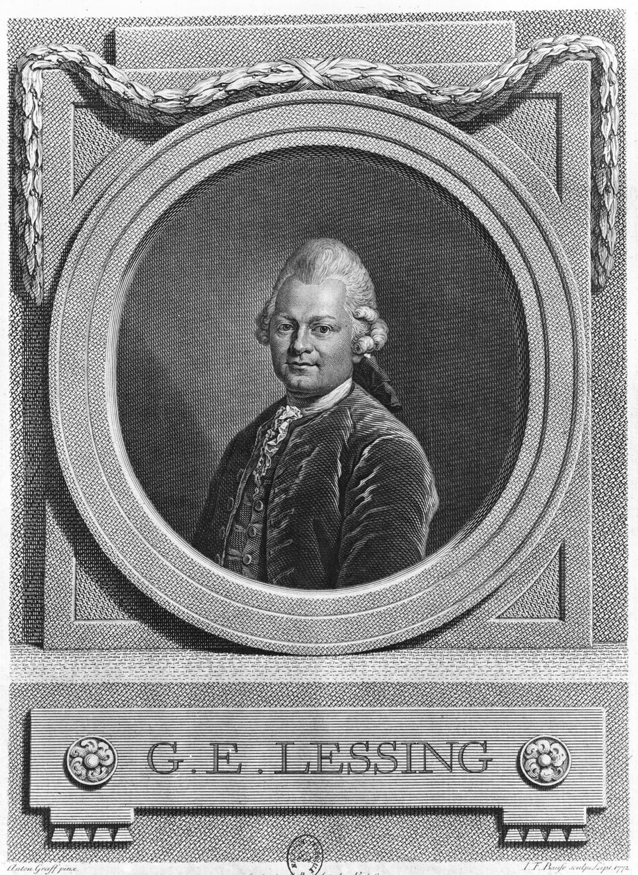 Johann Friedrich Bausen (1738-1814) kaivertama Gotthold Ephraim Lessingin (1729-81) muotokuva 1772 tekijältä Anton Graff