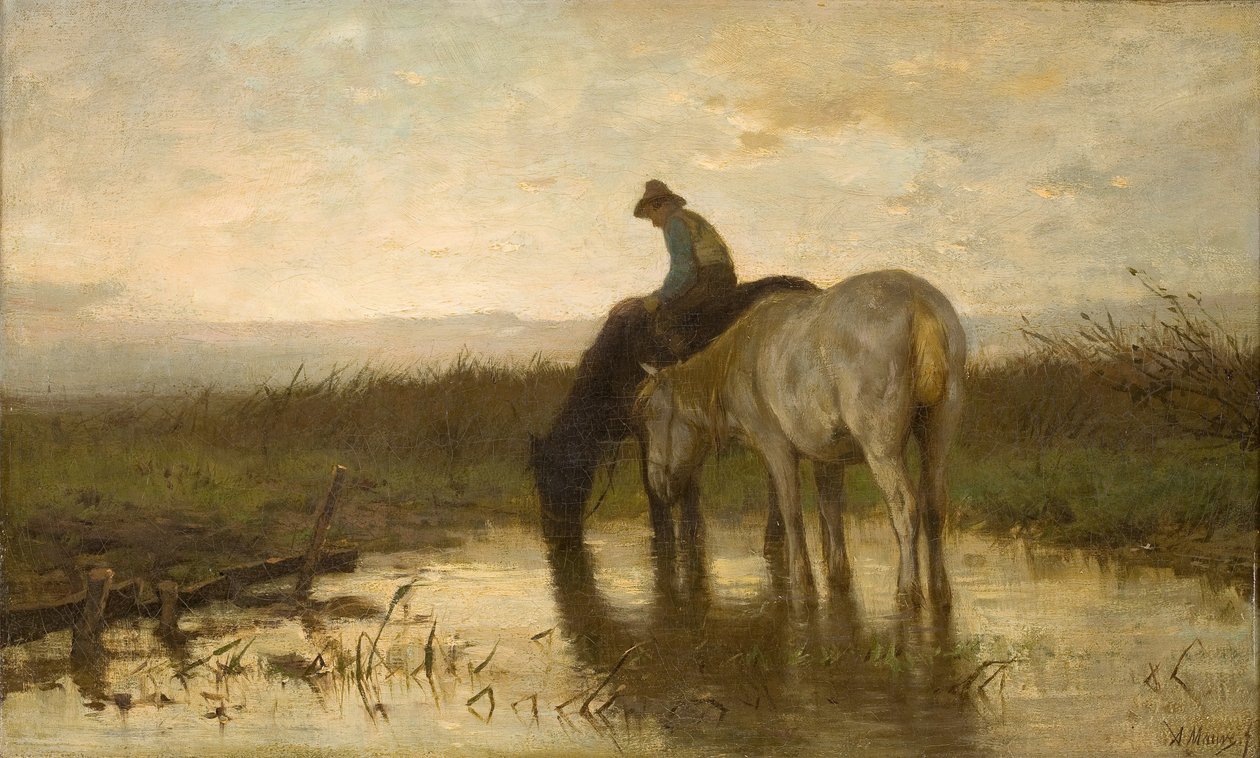 Drinkende paarden tekijältä Anton Mauve