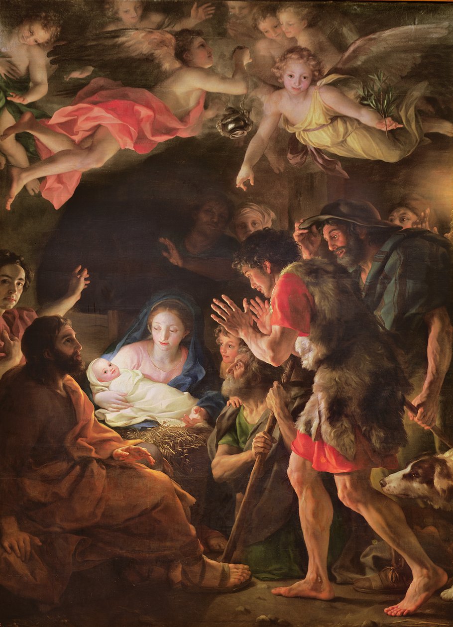 The Adoration of the Shepherds, n.1770 (öljy puulle) tekijältä Anton Raphael Mengs